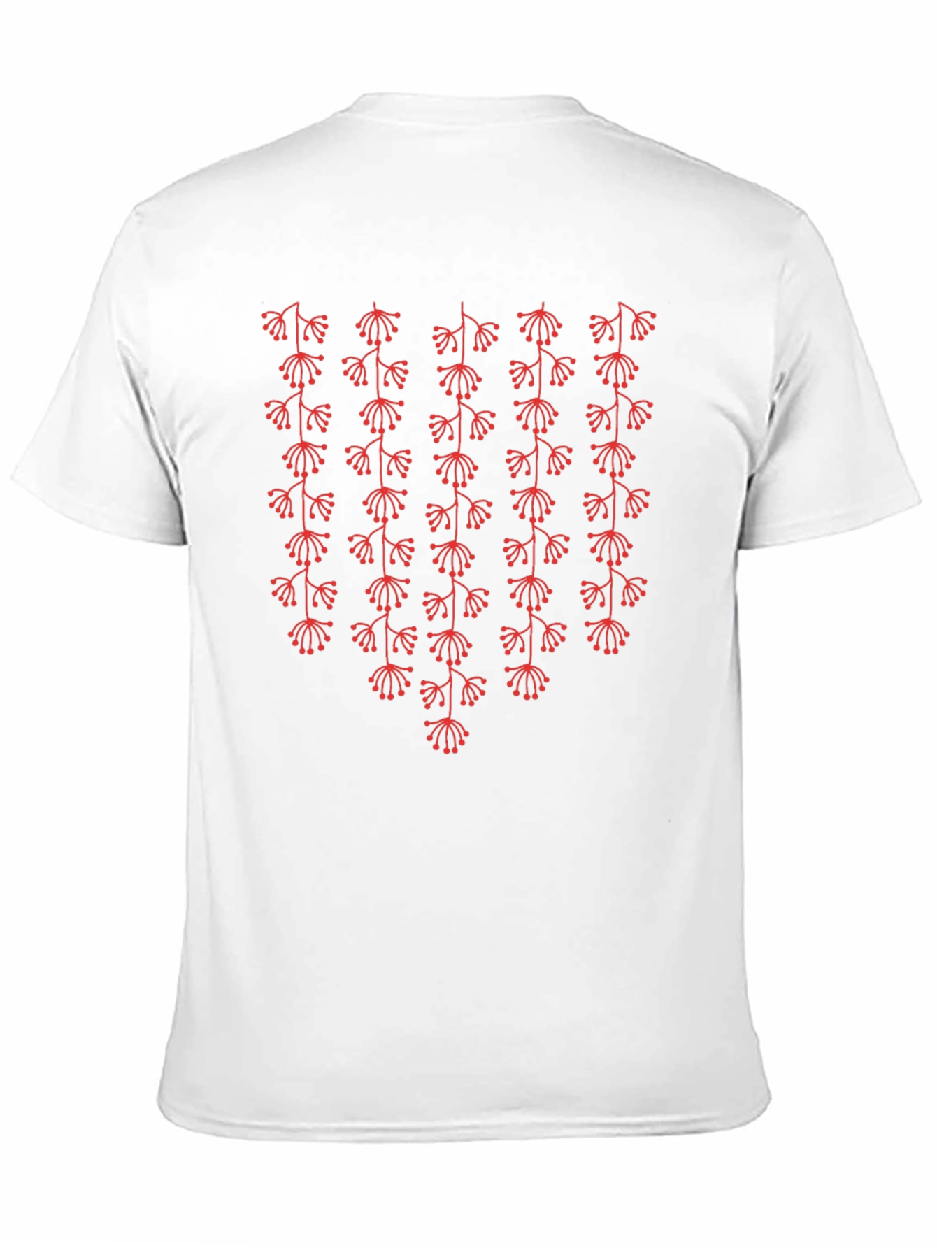 Mens Black T-Shirt with Red Floral Pattern