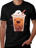 Cute Cartoon Iced Coffee Graphic T-Shirt
