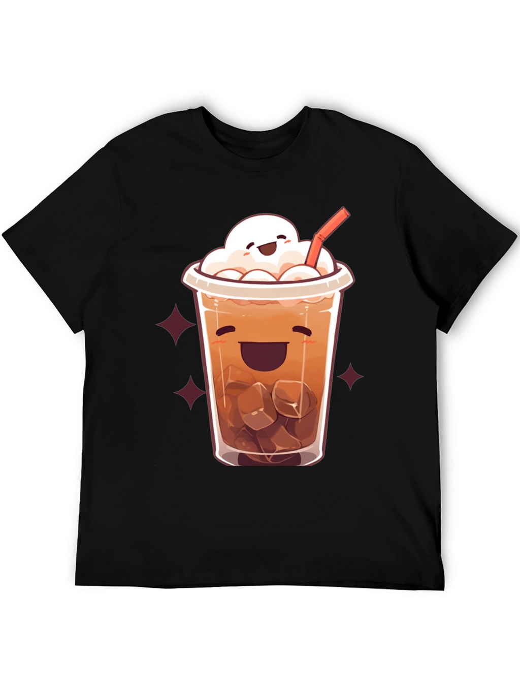 Cute Cartoon Iced Coffee Graphic T-Shirt