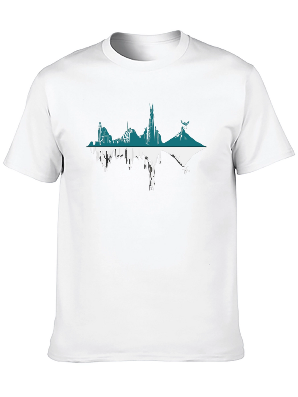 Mountain City Graphic Tee - Black Cotton Blend T-Shirt