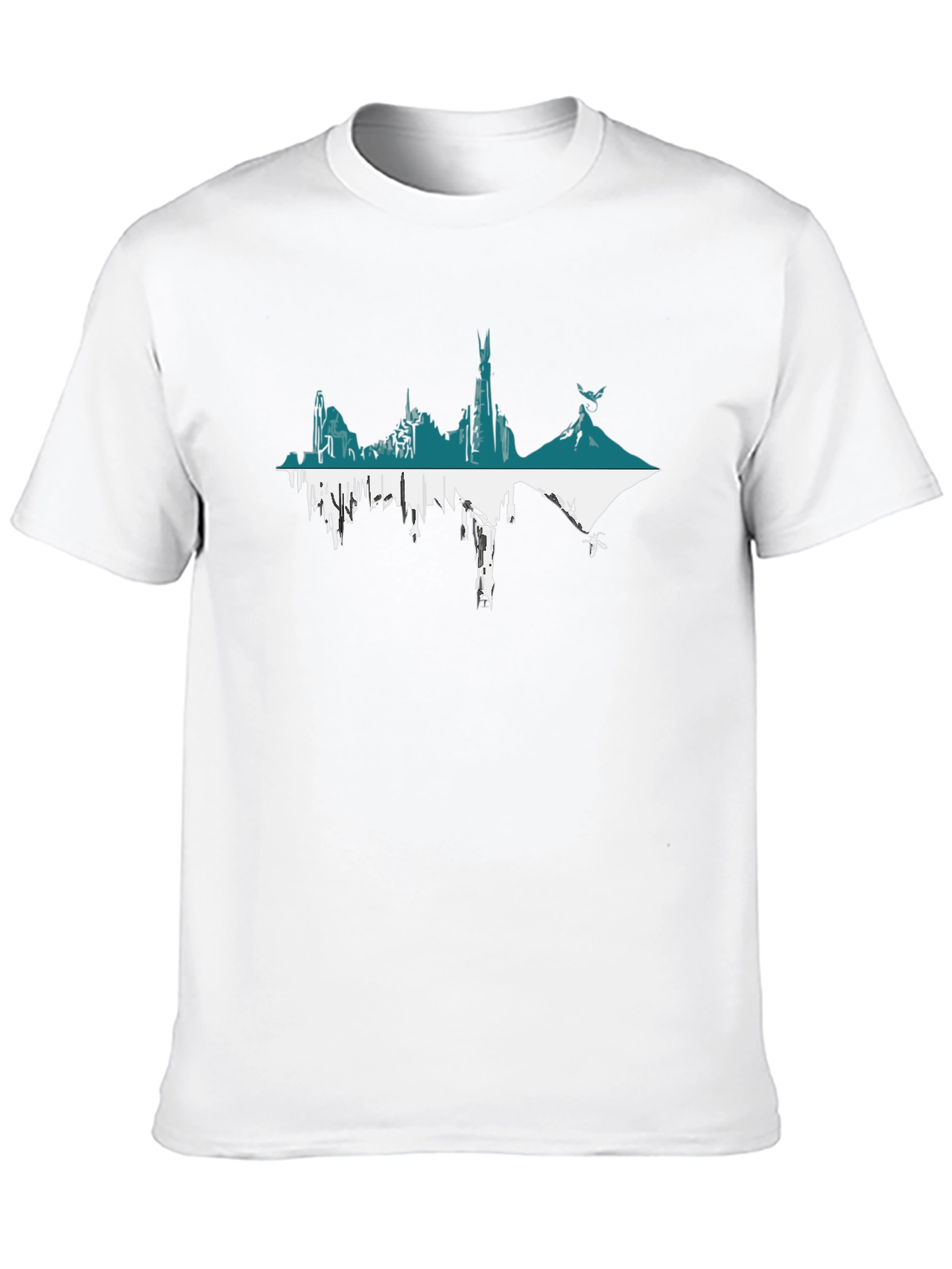 Mountain City Graphic Tee - Black Cotton Blend T-Shirt