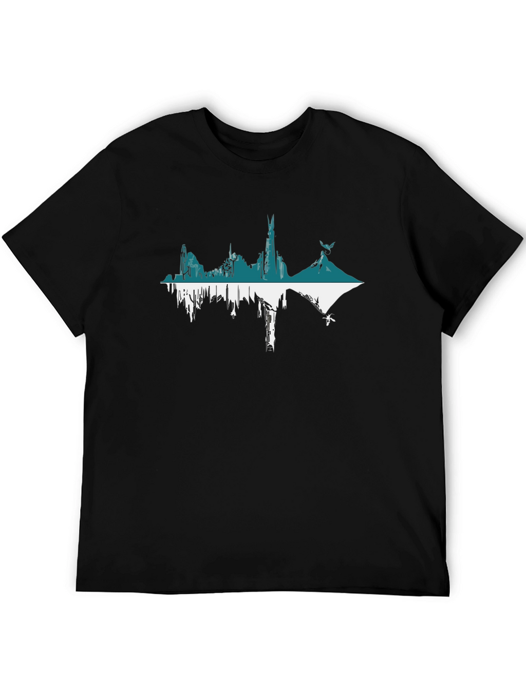 Mountain City Graphic Tee - Black Cotton Blend T-Shirt