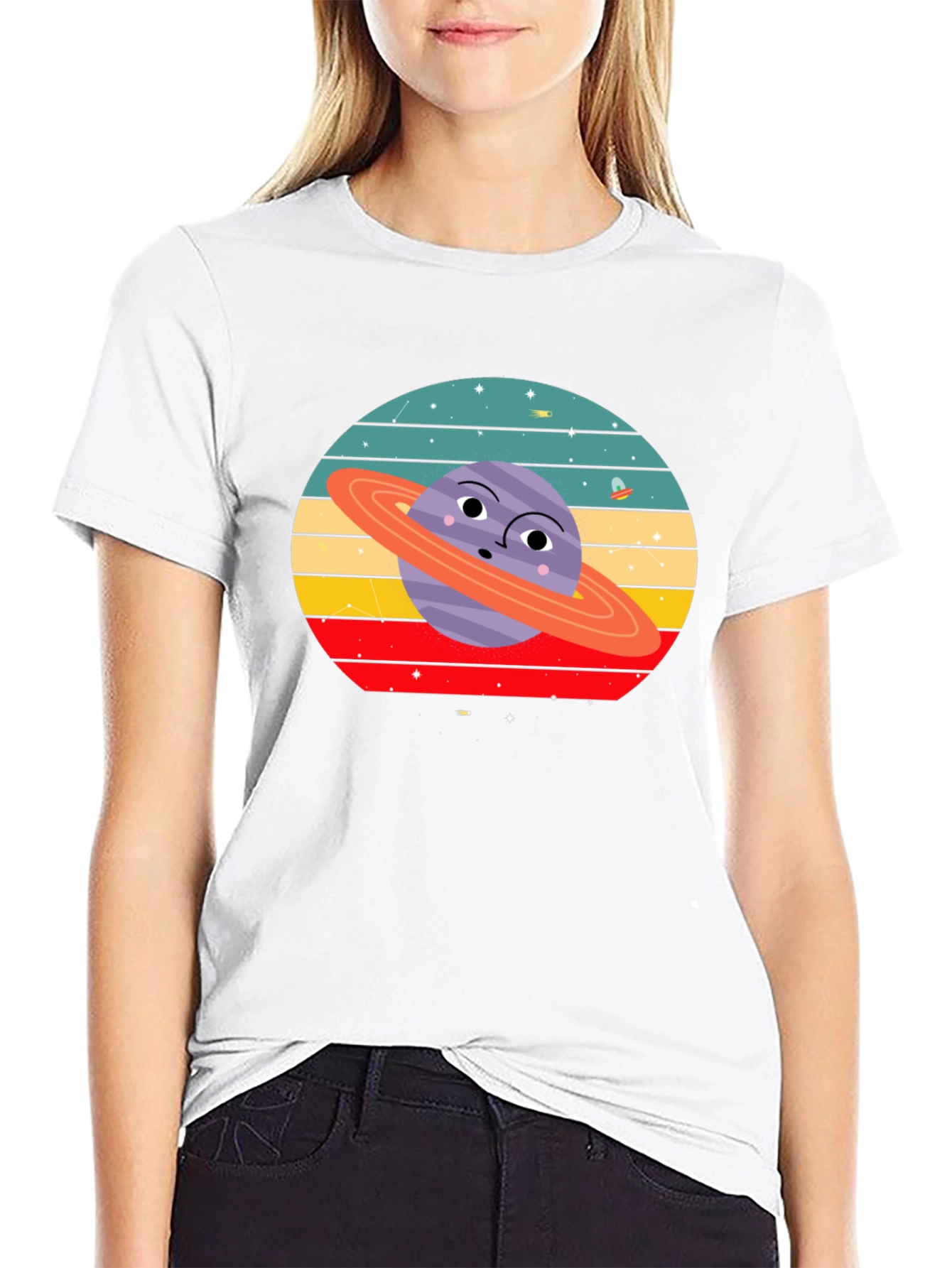 Retro Saturn Graphic Tee - Unique Planet Design