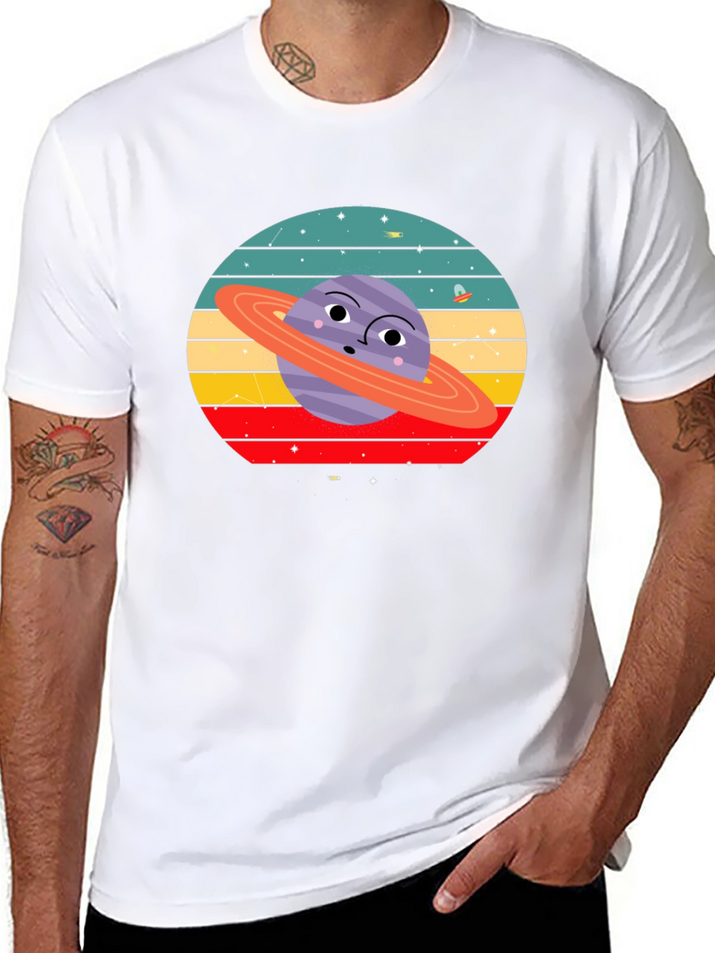 Retro Saturn Graphic Tee - Unique Planet Design