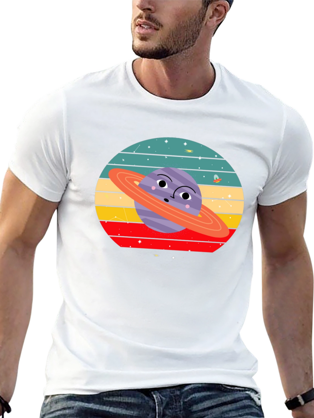 Retro Saturn Graphic Tee - Unique Planet Design