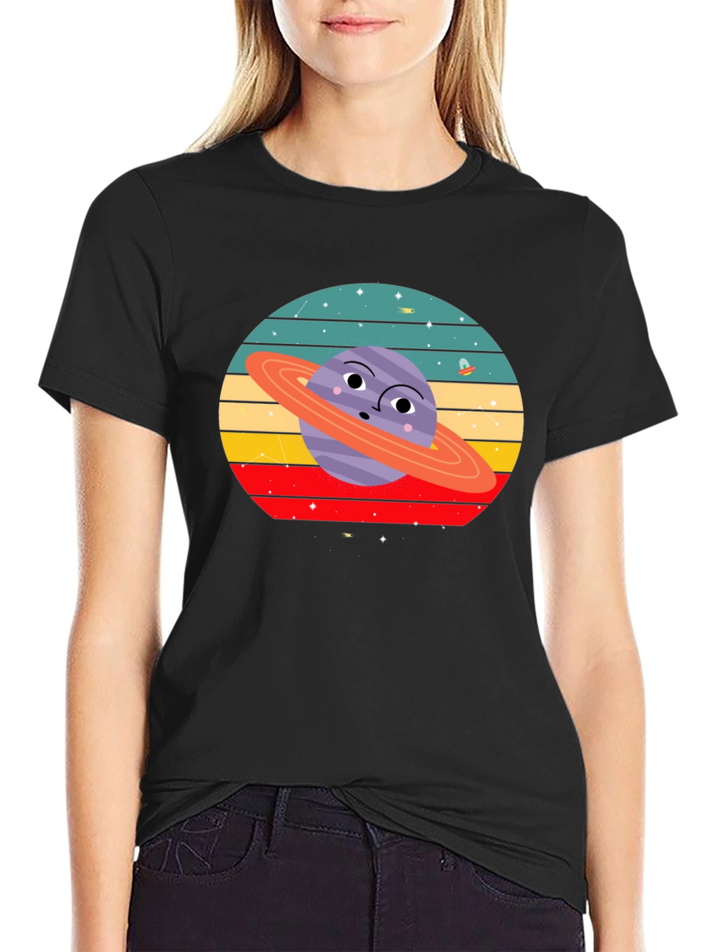 Retro Saturn Graphic Tee - Unique Planet Design