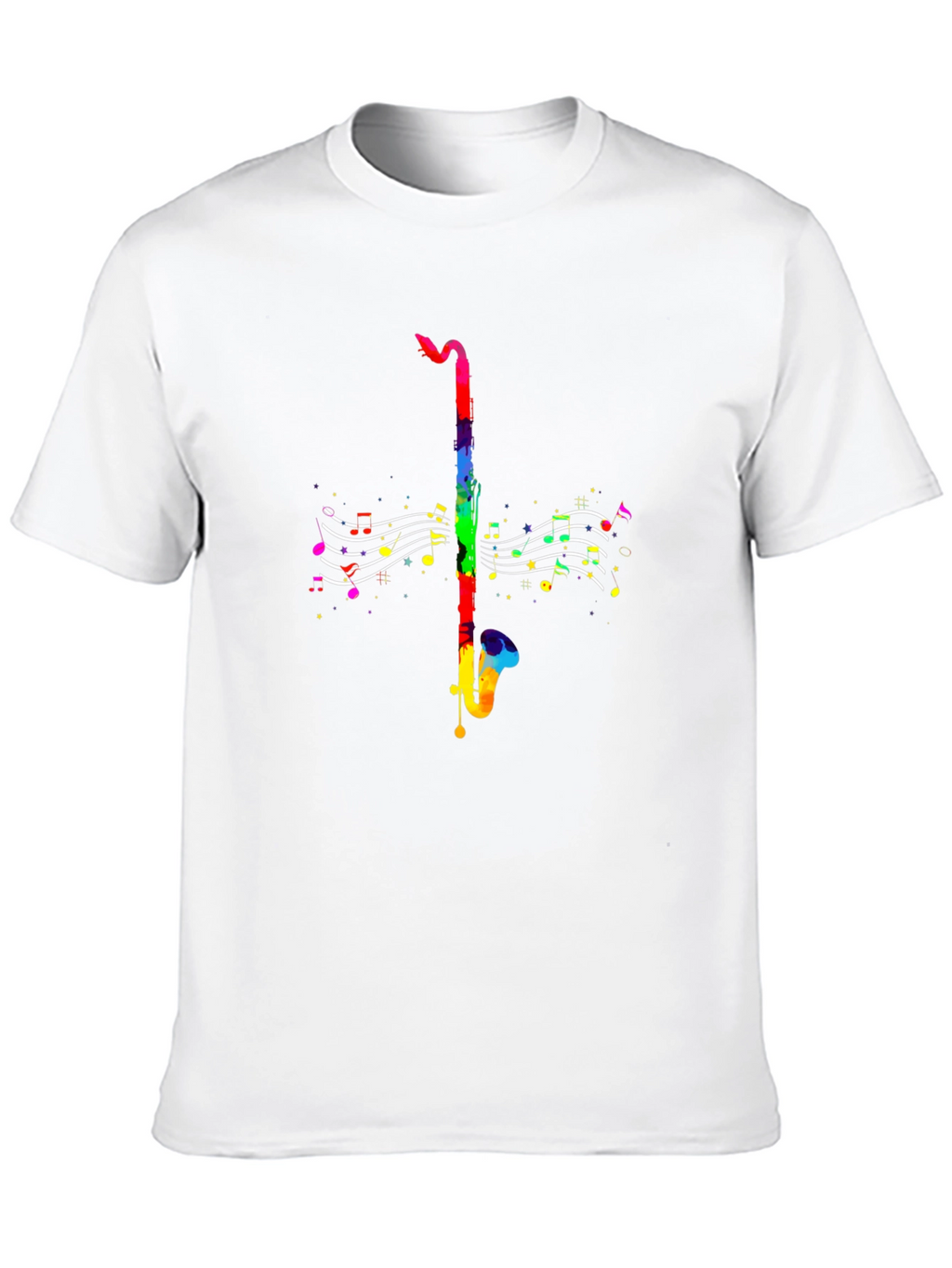 Rainbow Saxophone Music T-Shirt - Black Cotton Tee