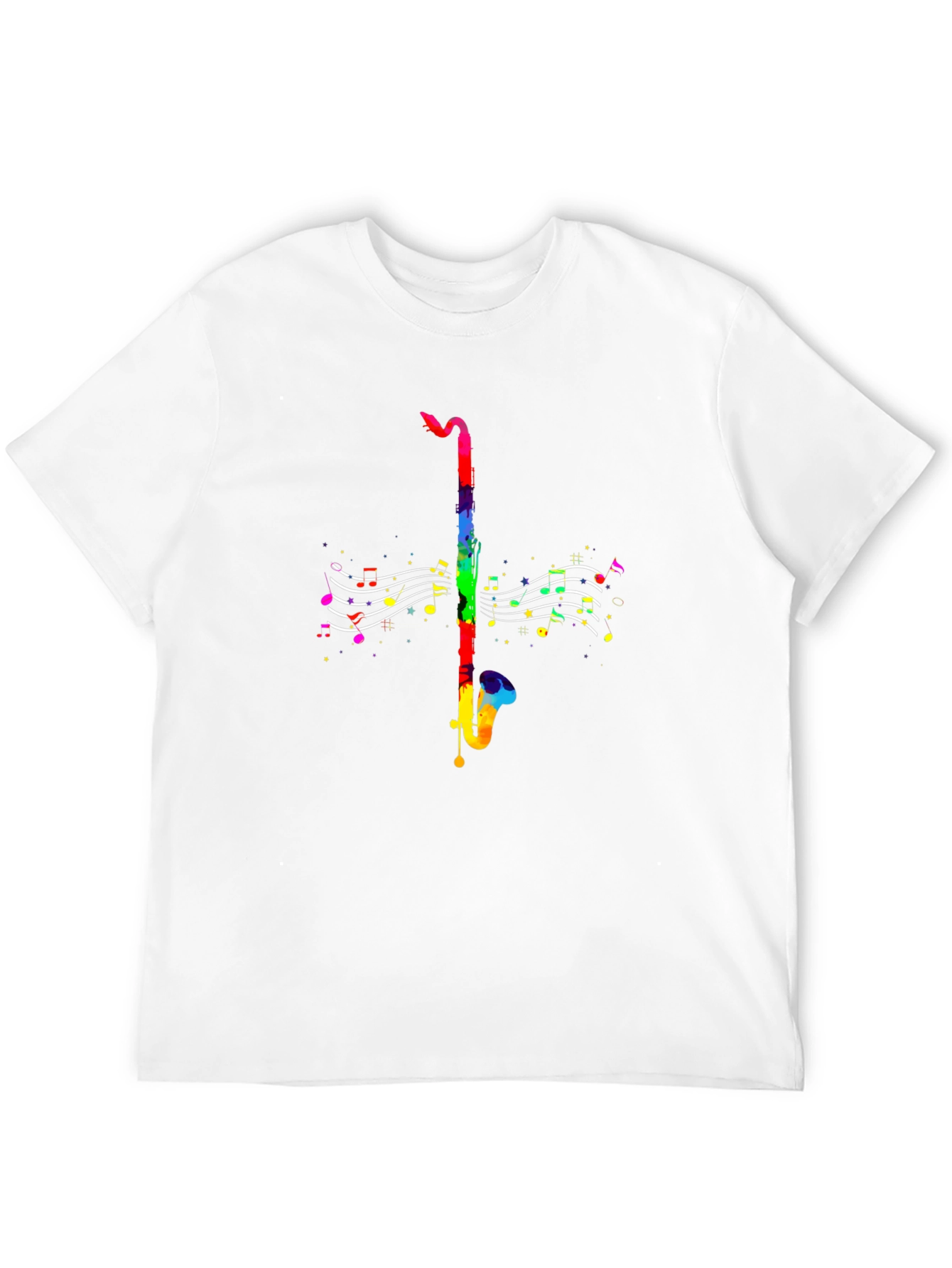 Rainbow Saxophone Music T-Shirt - Black Cotton Tee