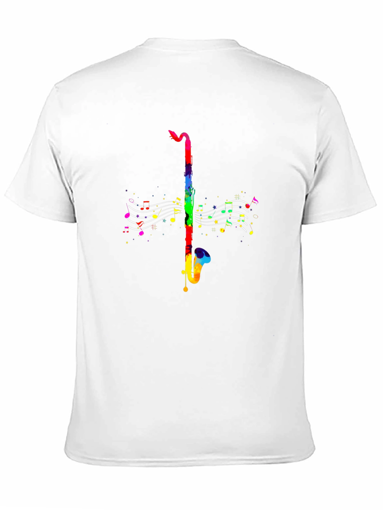 Rainbow Saxophone Music T-Shirt - Black Cotton Tee