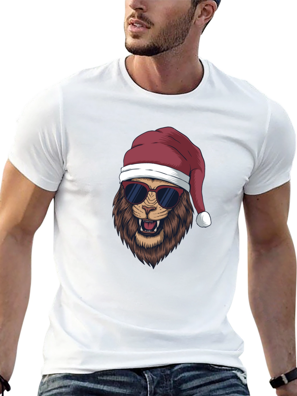 Cool Lion Christmas T-Shirt - Holiday Style