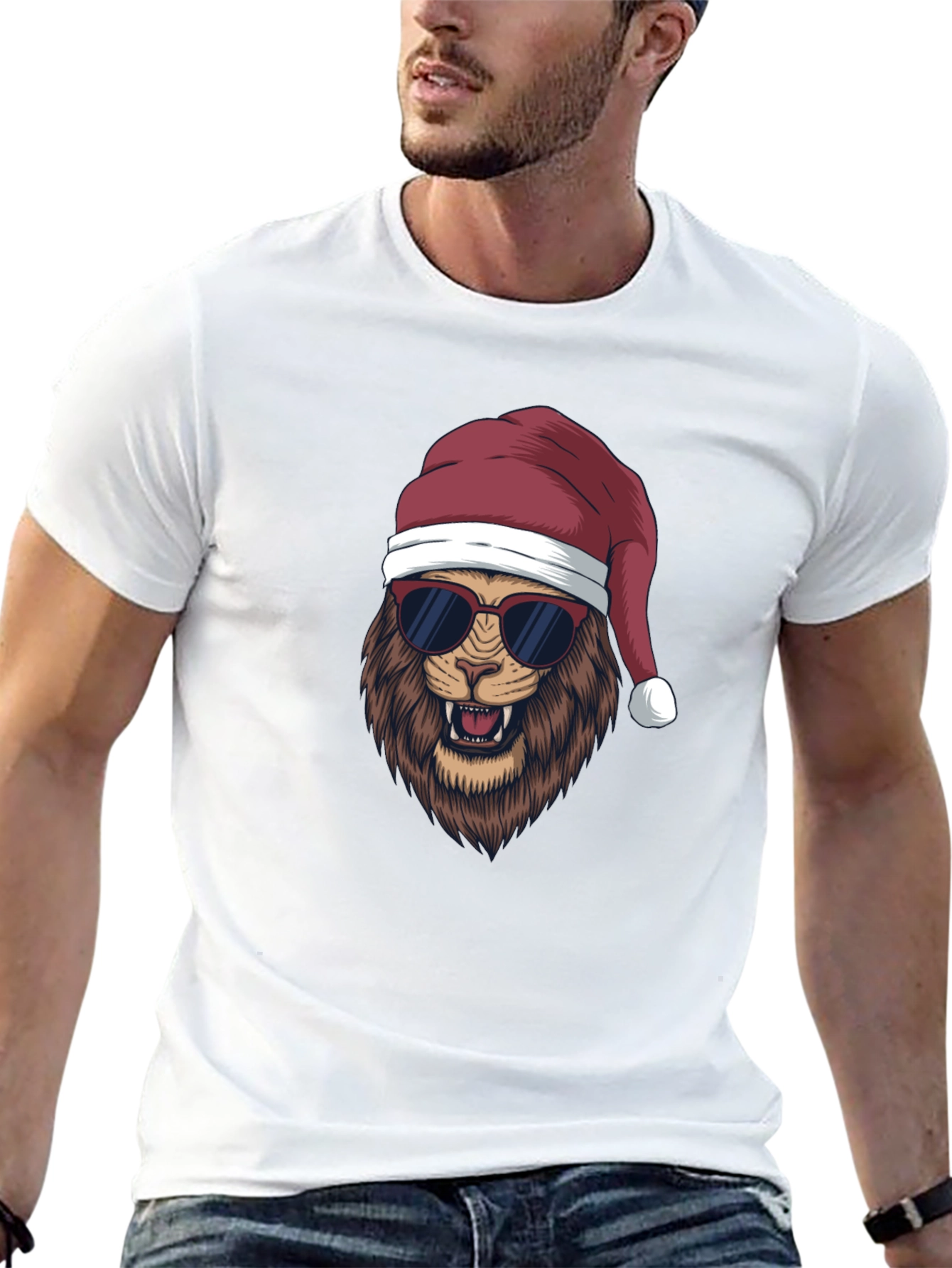 Cool Lion Christmas T-Shirt - Holiday Style
