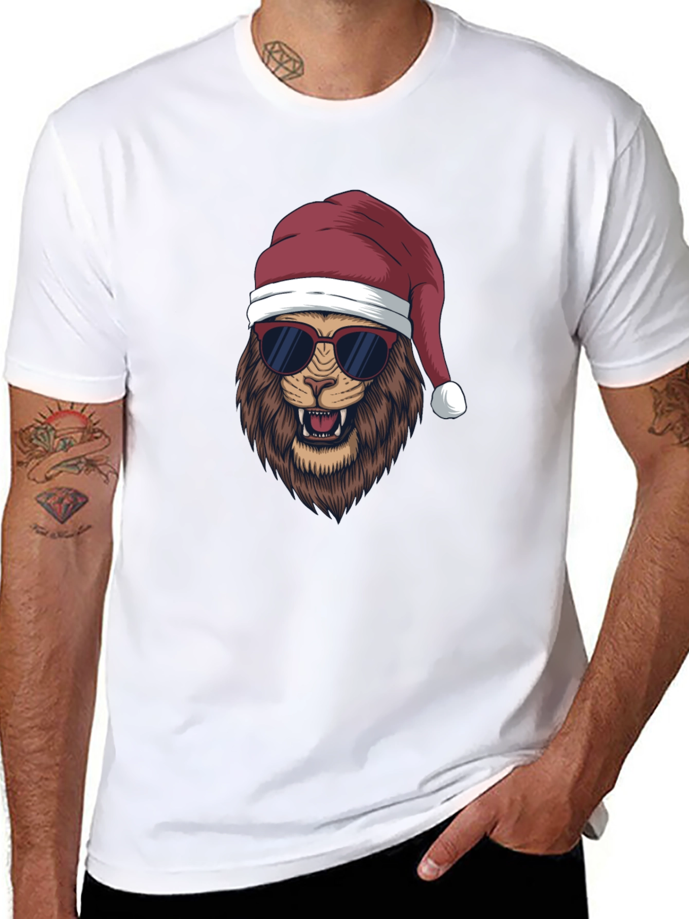 Cool Lion Christmas T-Shirt - Holiday Style