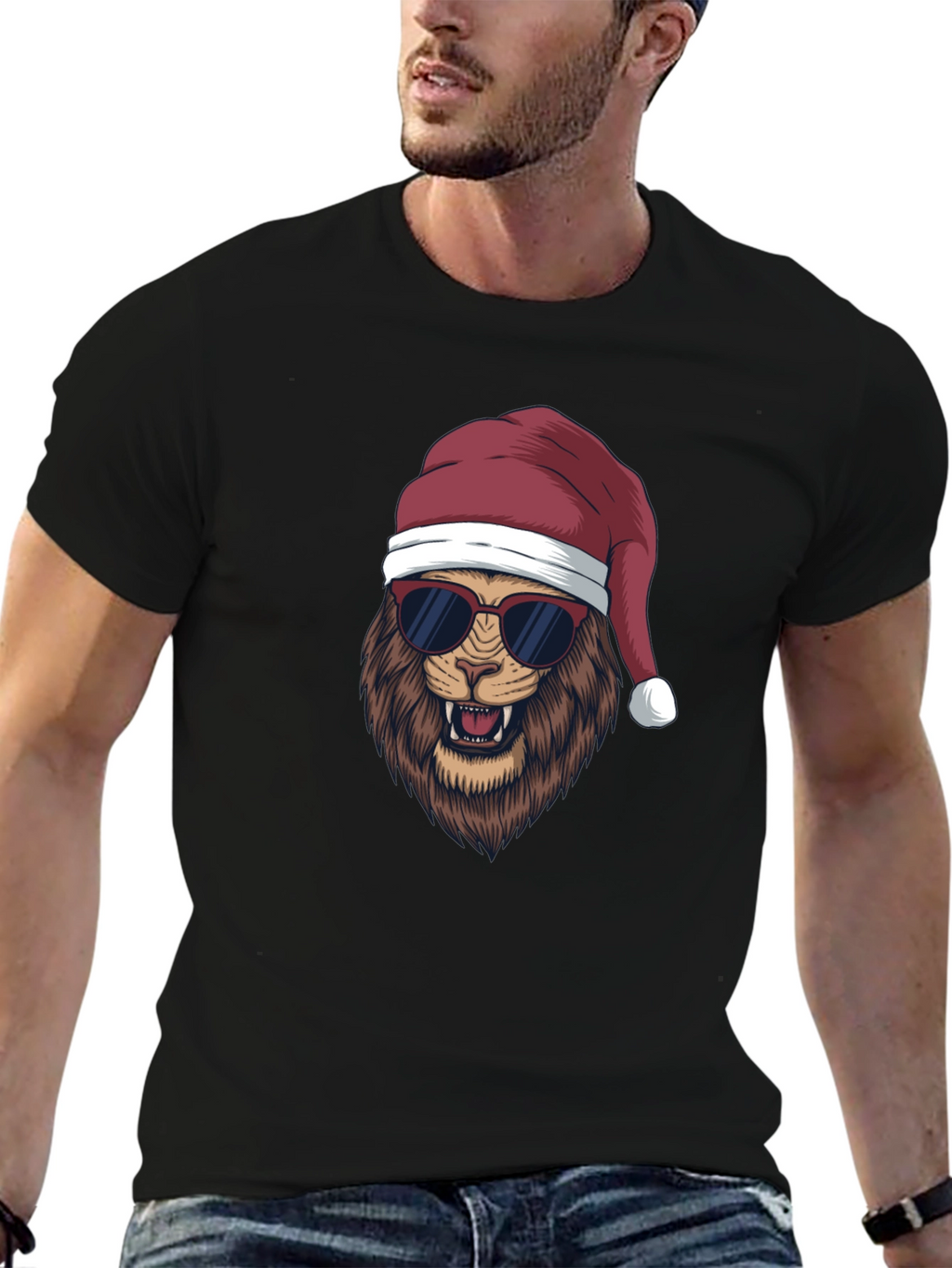 Cool Lion Christmas T-Shirt - Holiday Style