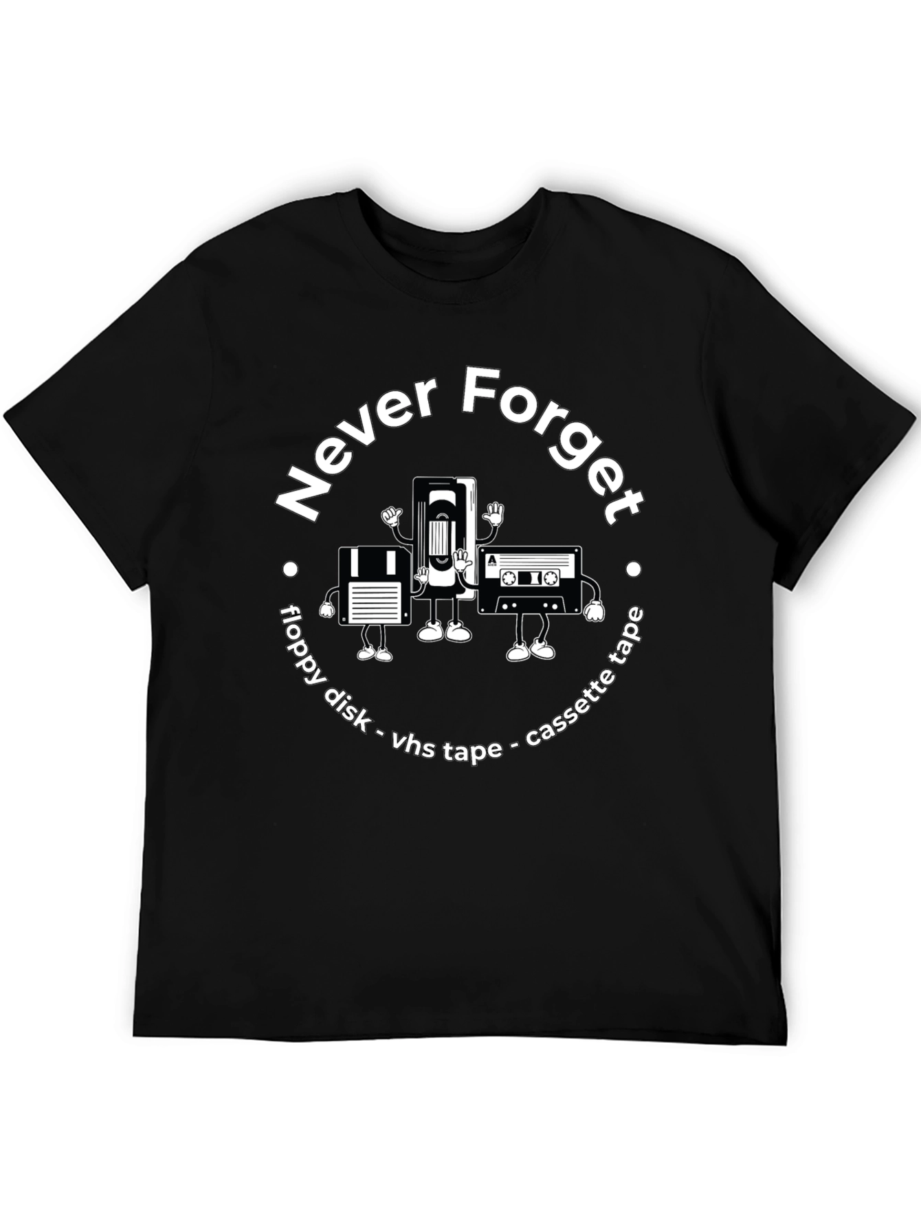 Retro Never Forget Floppy Disk VHS Tape Cassette Tape T-Shirt