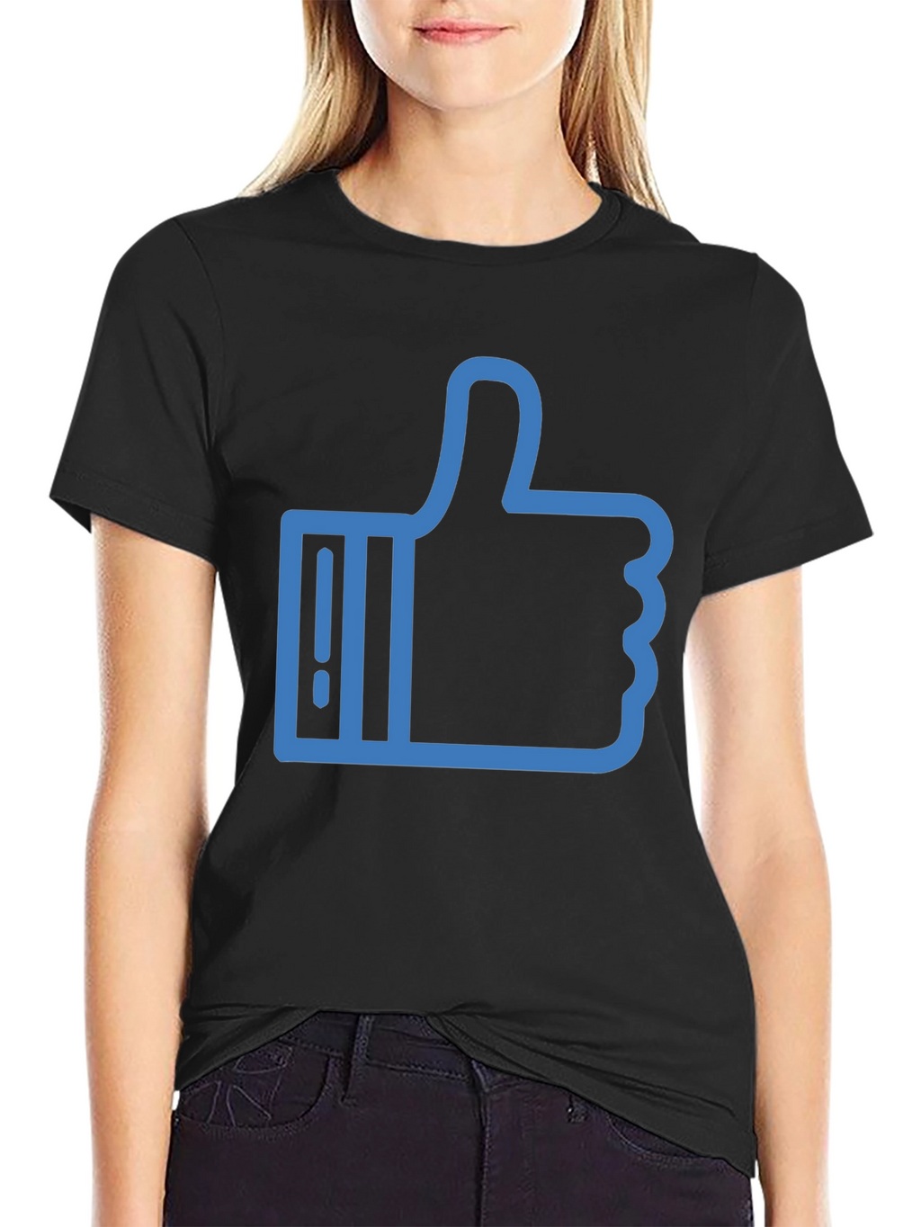 Thumbs Up Graphic Tee - Casual Black T-Shirt