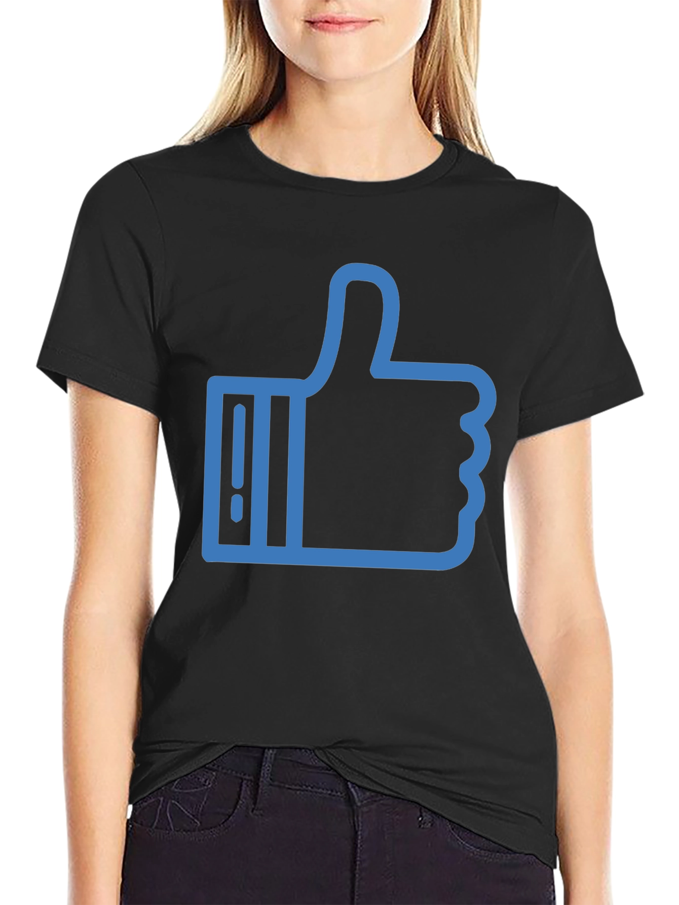 Thumbs Up Graphic Tee - Casual Black T-Shirt