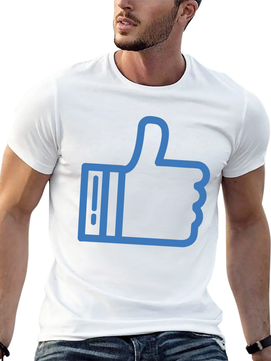 Thumbs Up Graphic Tee - Casual Black T-Shirt