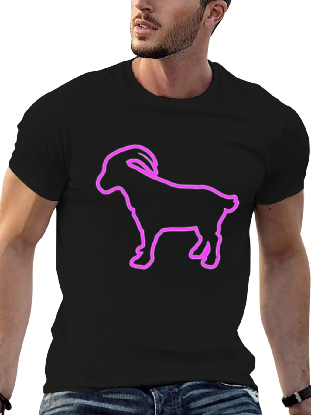 Goat Outline Graphic T-Shirt