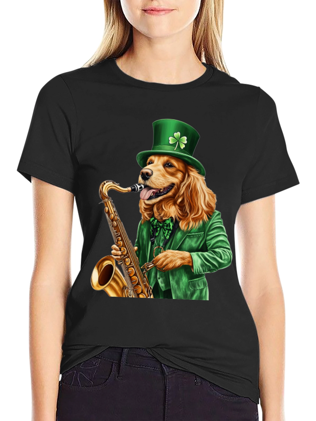 Dog Saxophone St Patricks Day T-Shirt
