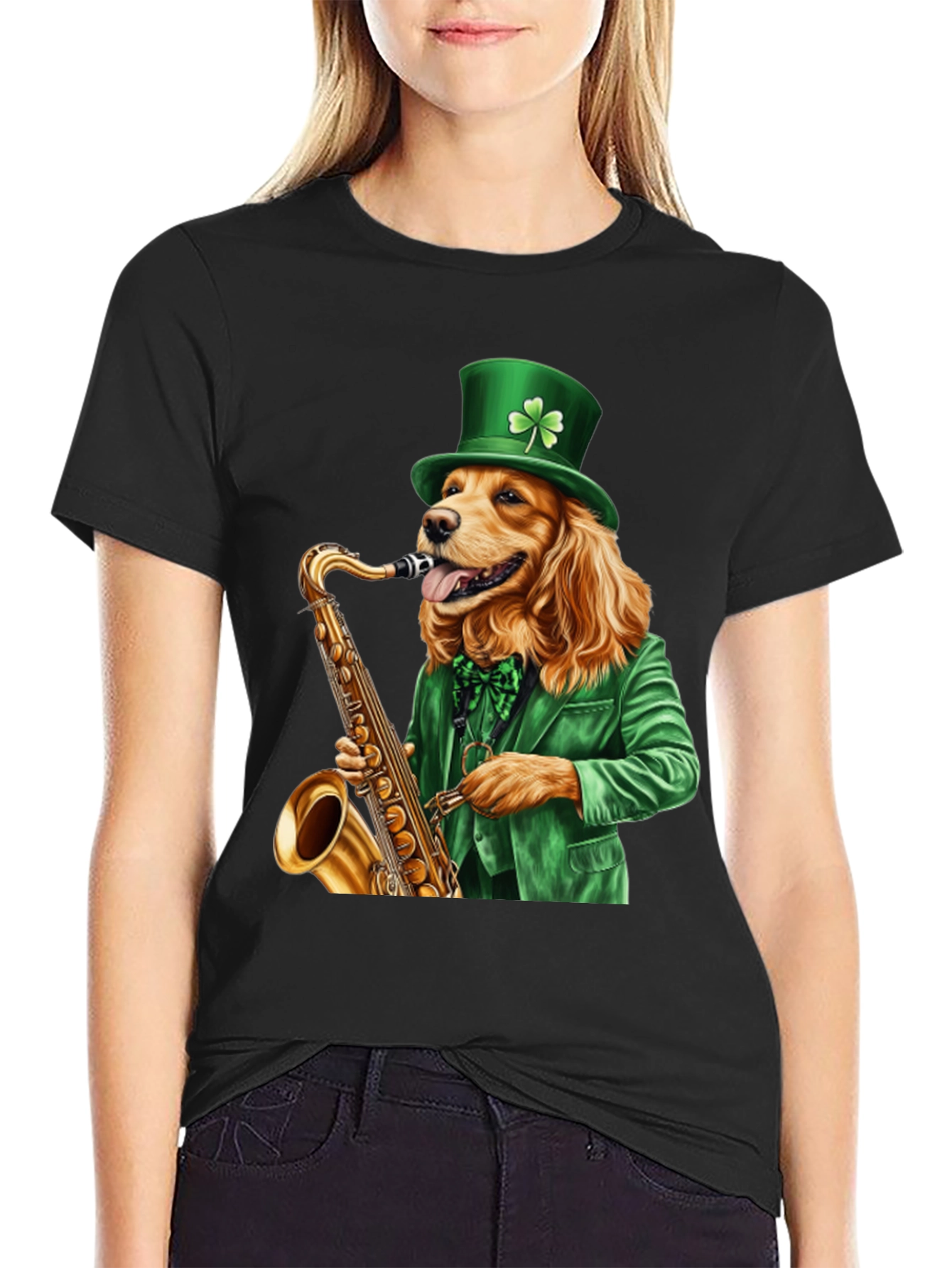 Dog Saxophone St Patricks Day T-Shirt
