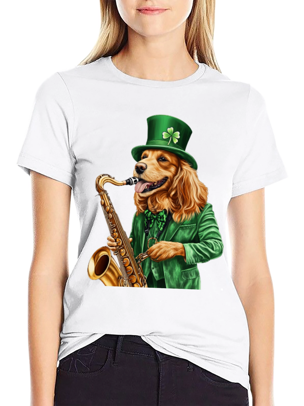 Dog Saxophone St Patricks Day T-Shirt