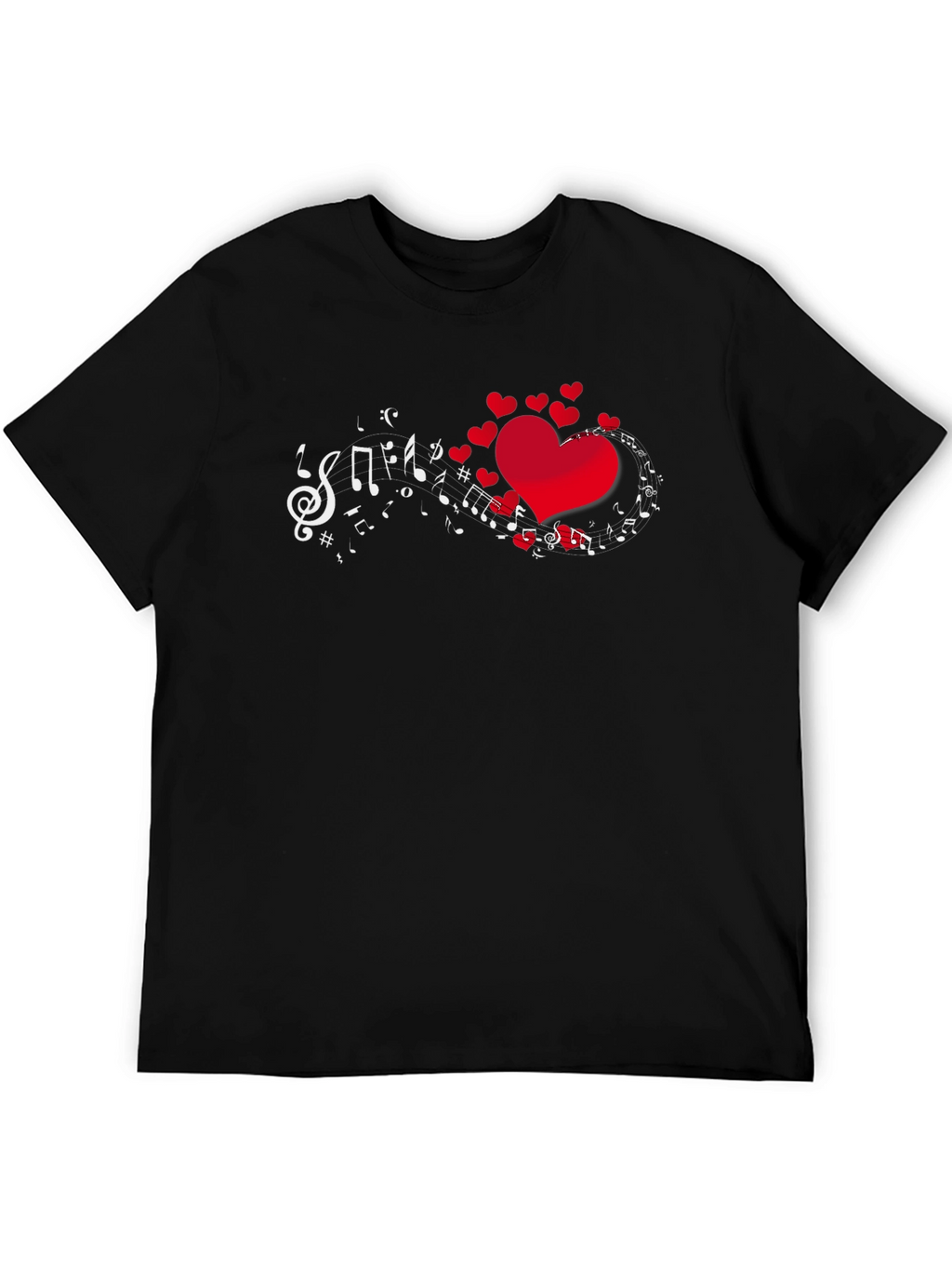Heart Music Notes Graphic Print T-Shirt