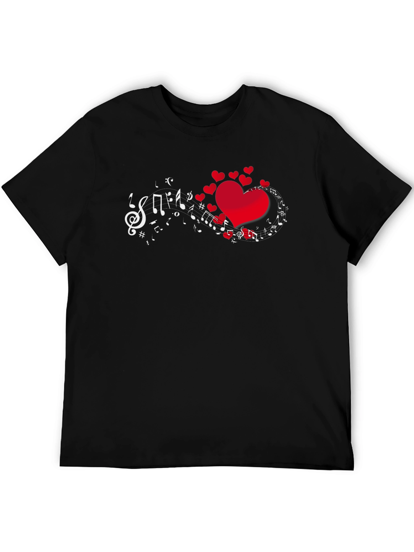 Heart Music Notes Graphic Print T-Shirt