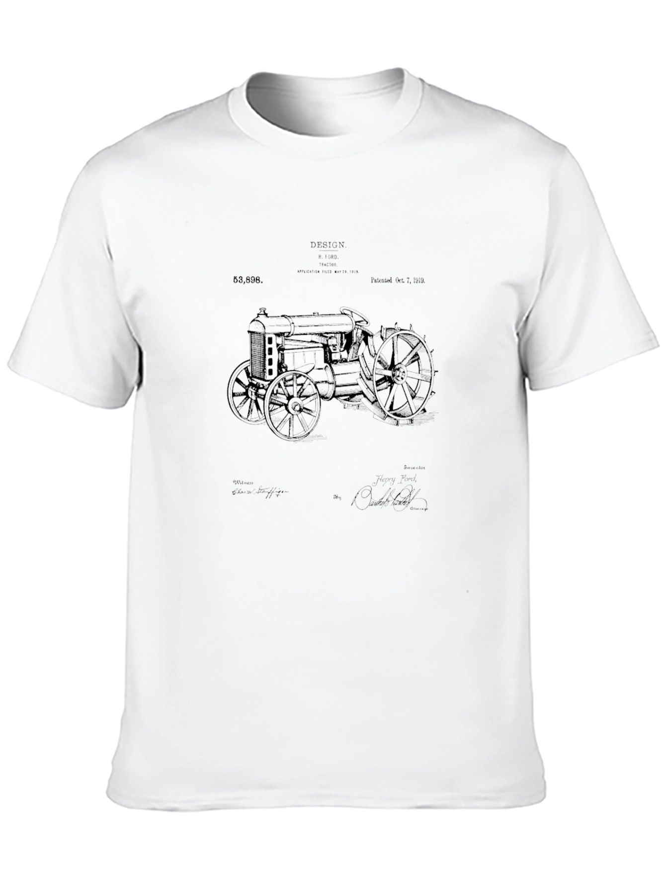 Vintage Tractor Blueprint Graphic Tee