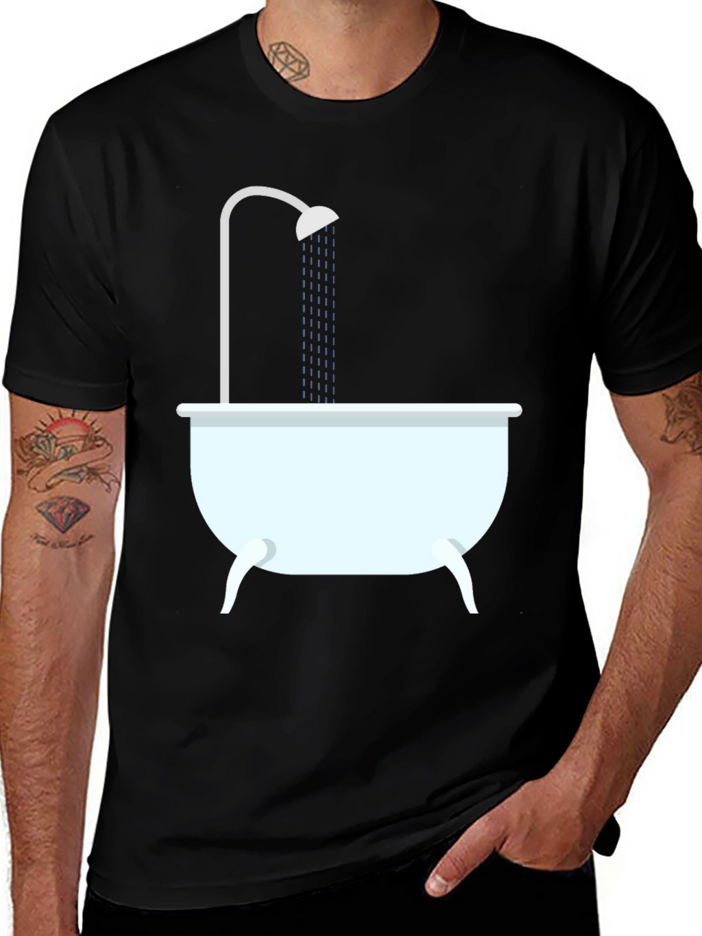 Shower Time Graphic Tee - Black Cotton T-Shirt