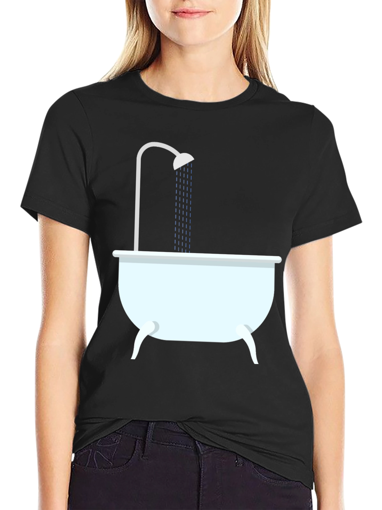 Shower Time Graphic Tee - Black Cotton T-Shirt