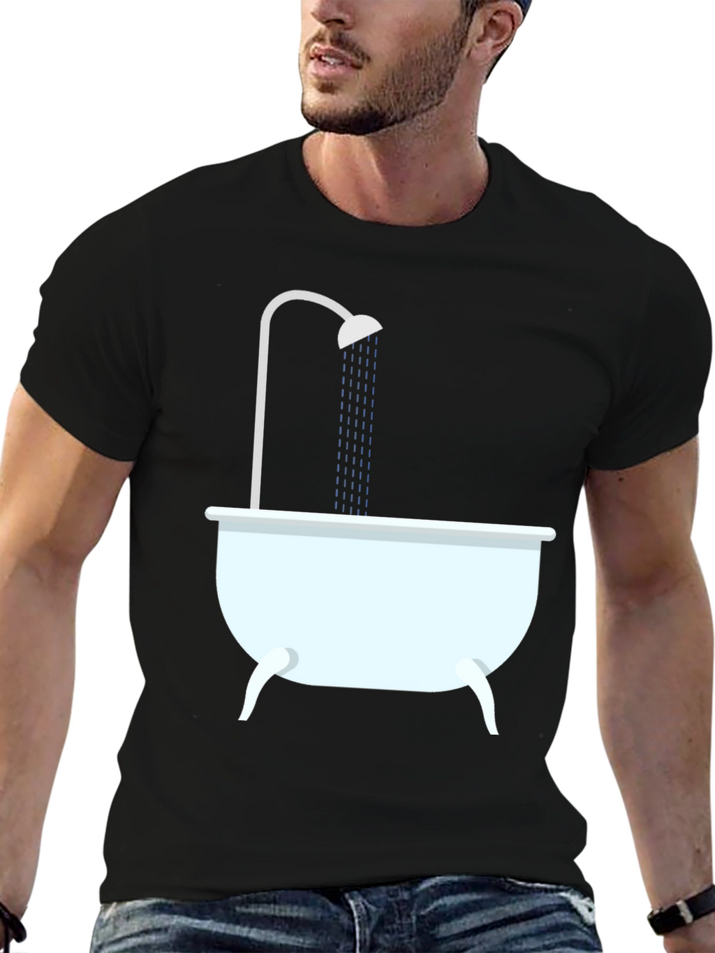 Shower Time Graphic Tee - Black Cotton T-Shirt