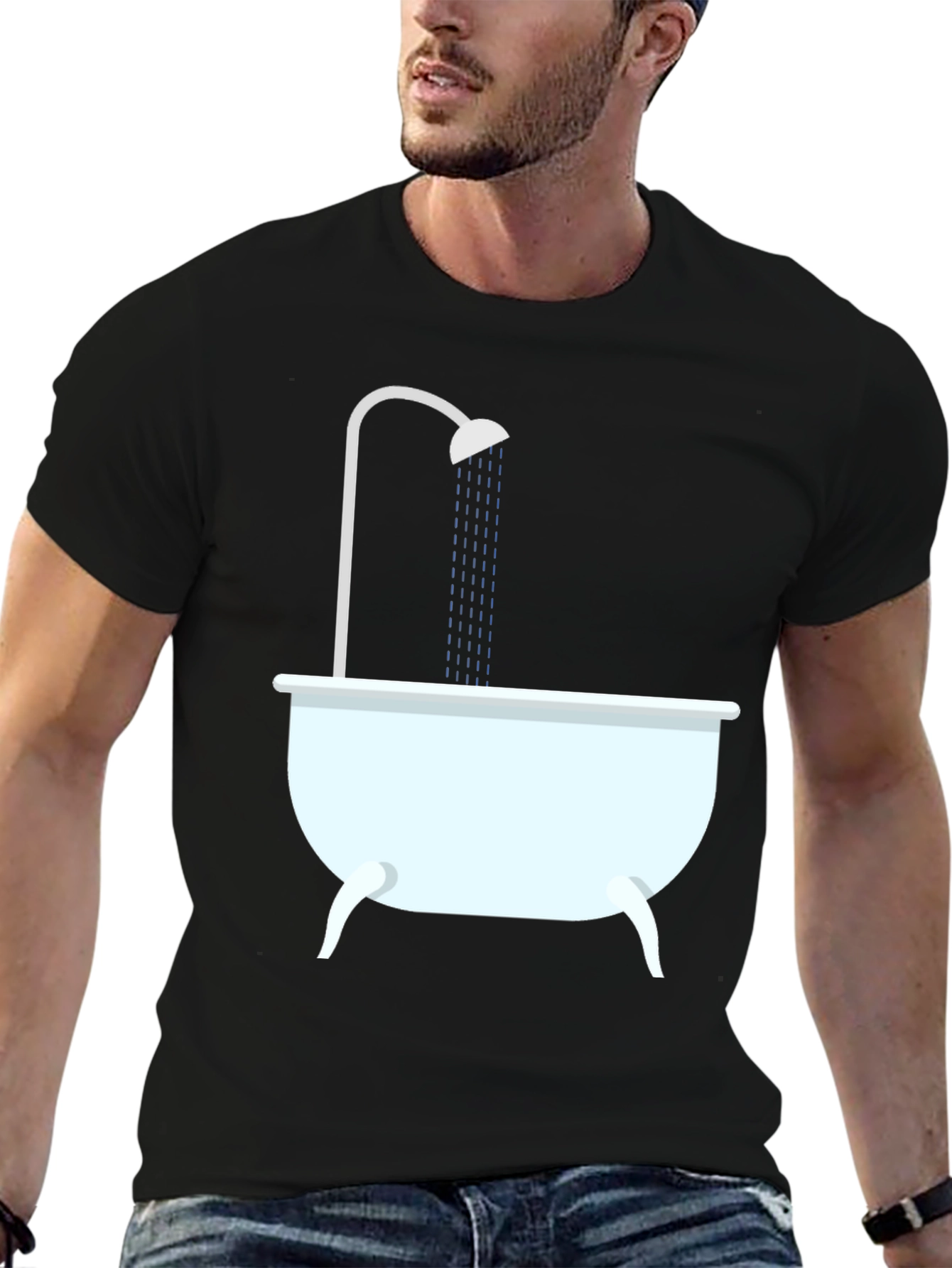 Shower Time Graphic Tee - Black Cotton T-Shirt