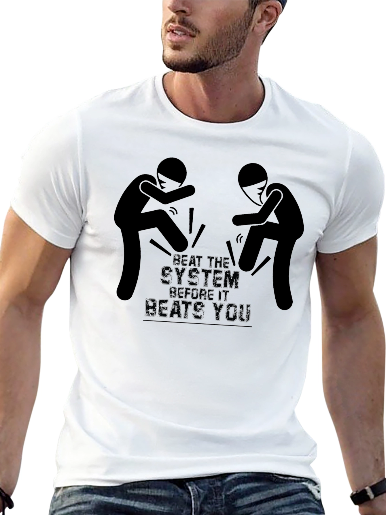 Beat the System Graphic T-Shirt - Black
