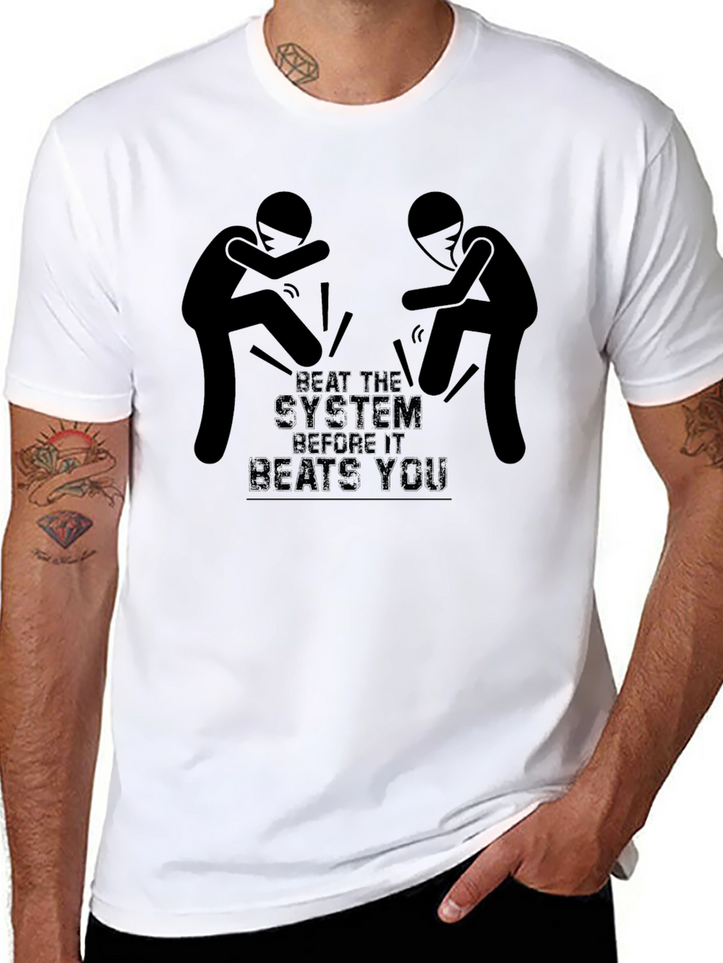 Beat the System Graphic T-Shirt - Black