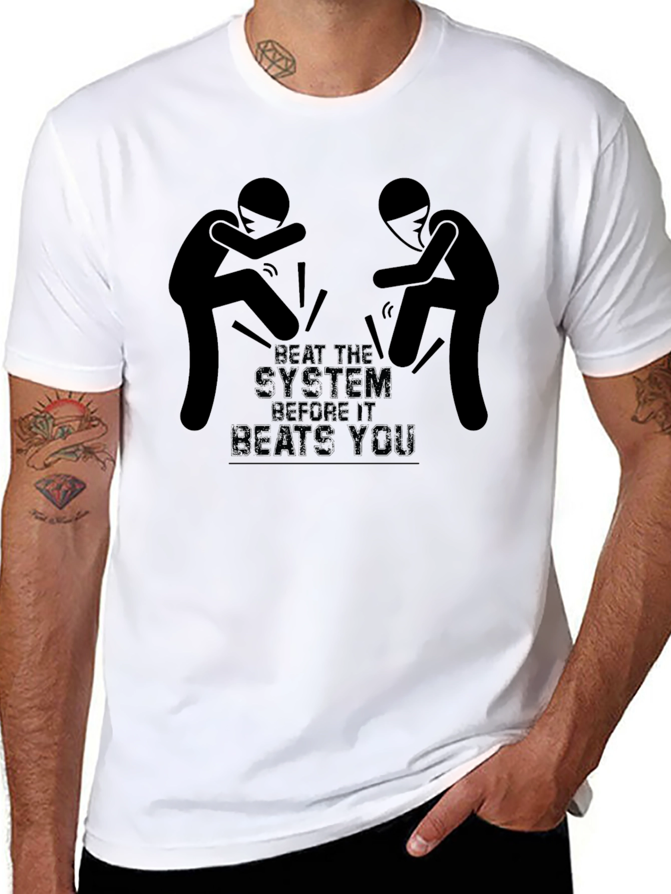 Beat the System Graphic T-Shirt - Black