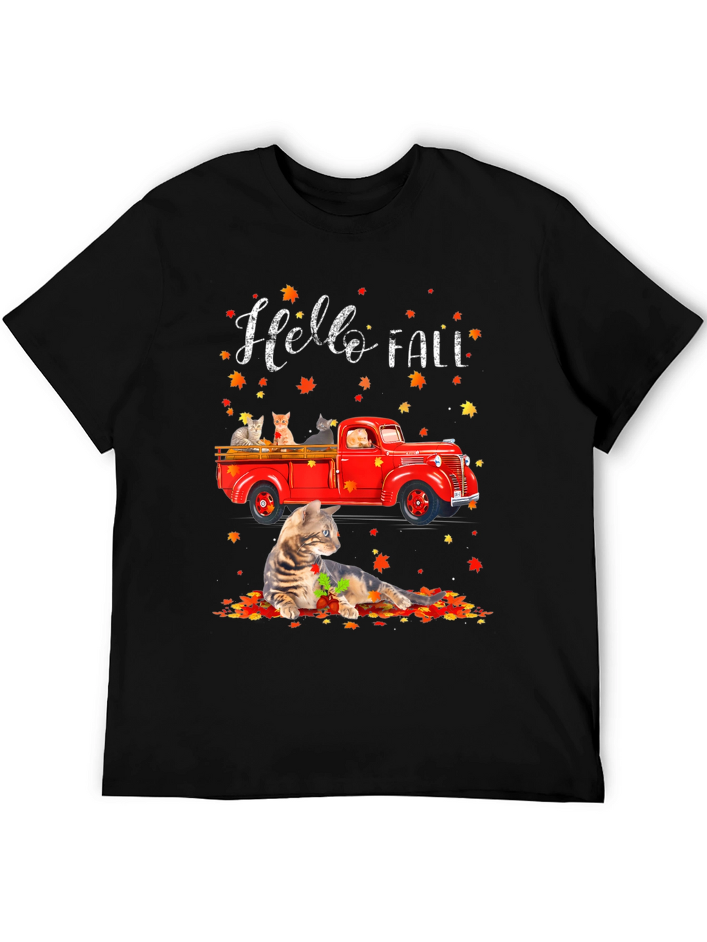Hello Fall Cat Truck T-Shirt