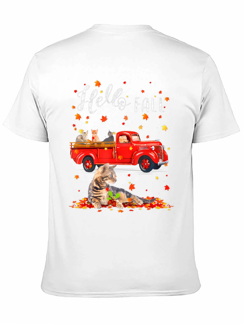 Hello Fall Cat Truck T-Shirt