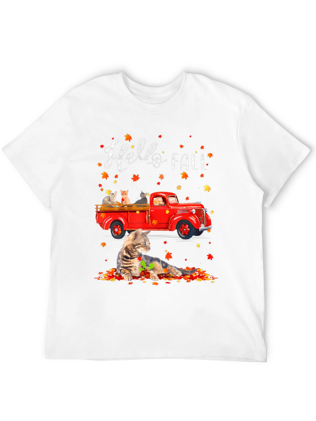 Hello Fall Cat Truck T-Shirt