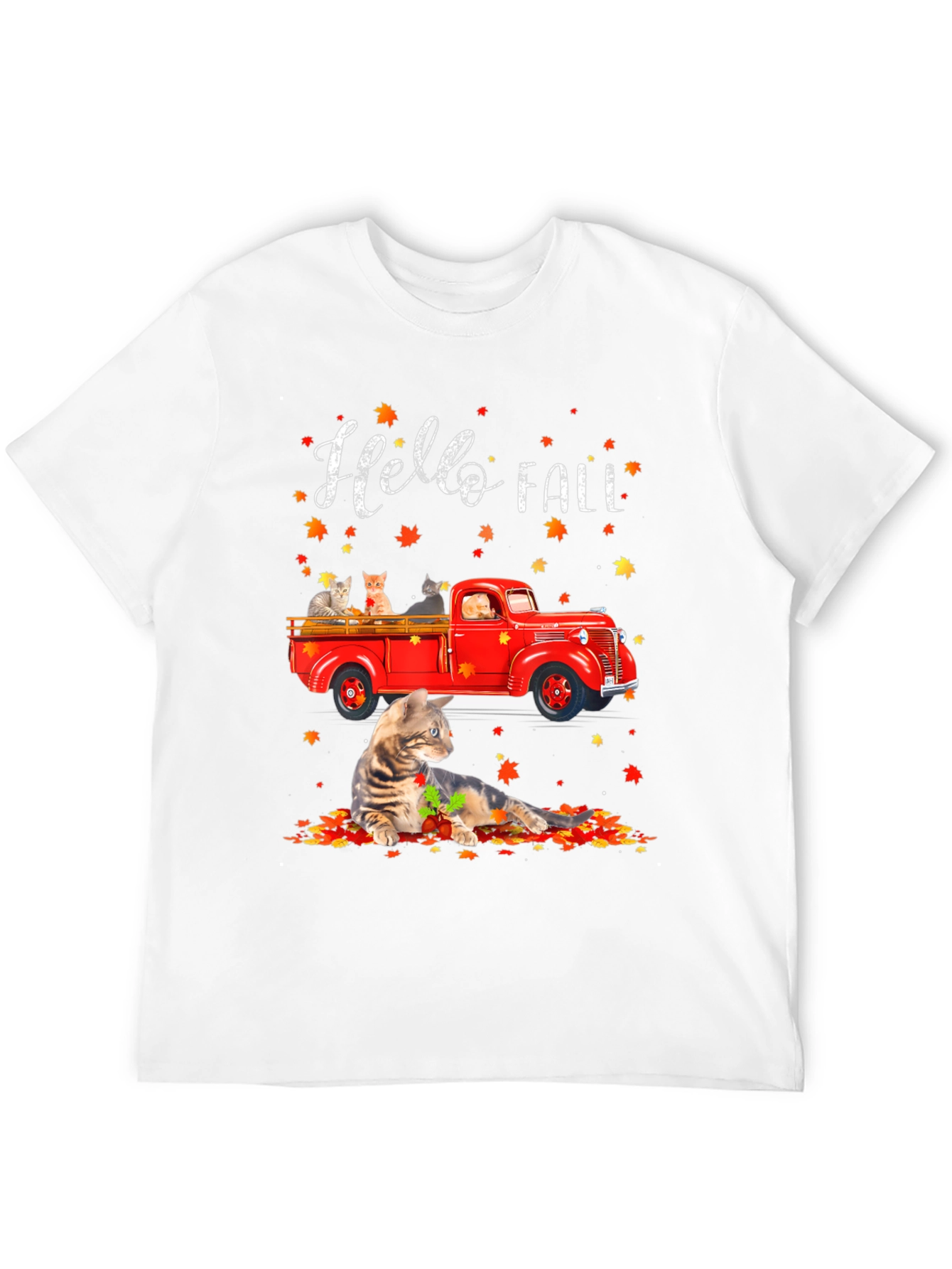 Hello Fall Cat Truck T-Shirt