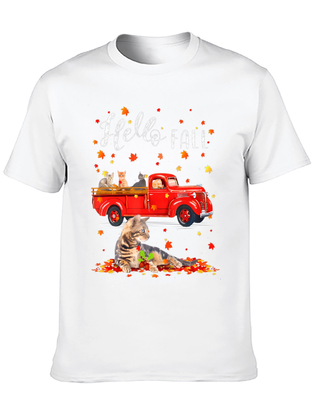 Hello Fall Cat Truck T-Shirt