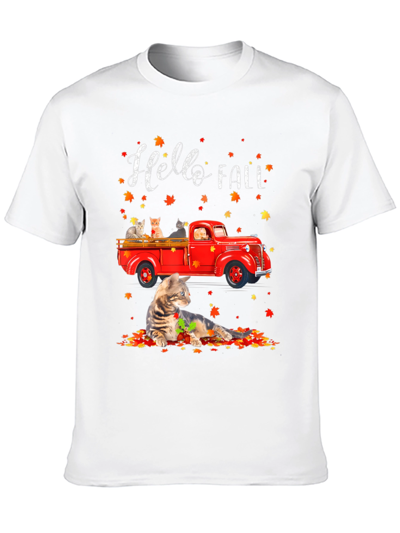 Hello Fall Cat Truck T-Shirt