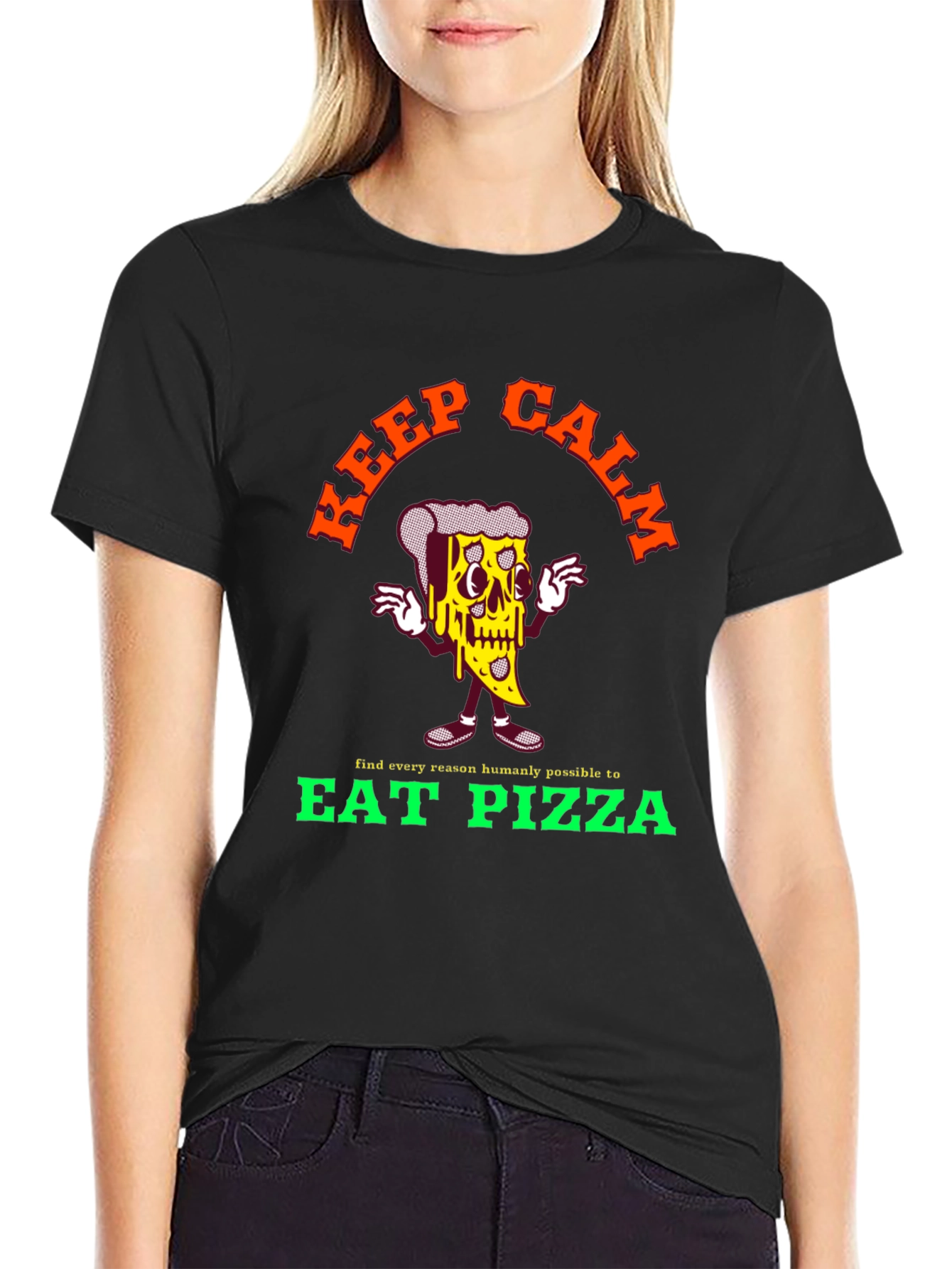 Keep Calm Eat Pizza Graphic T-Shirt