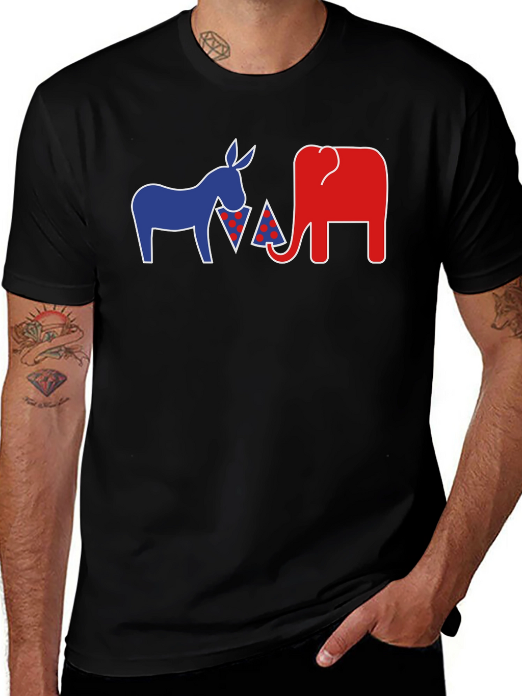 Political Party Animals Pizza Black T-Shirt