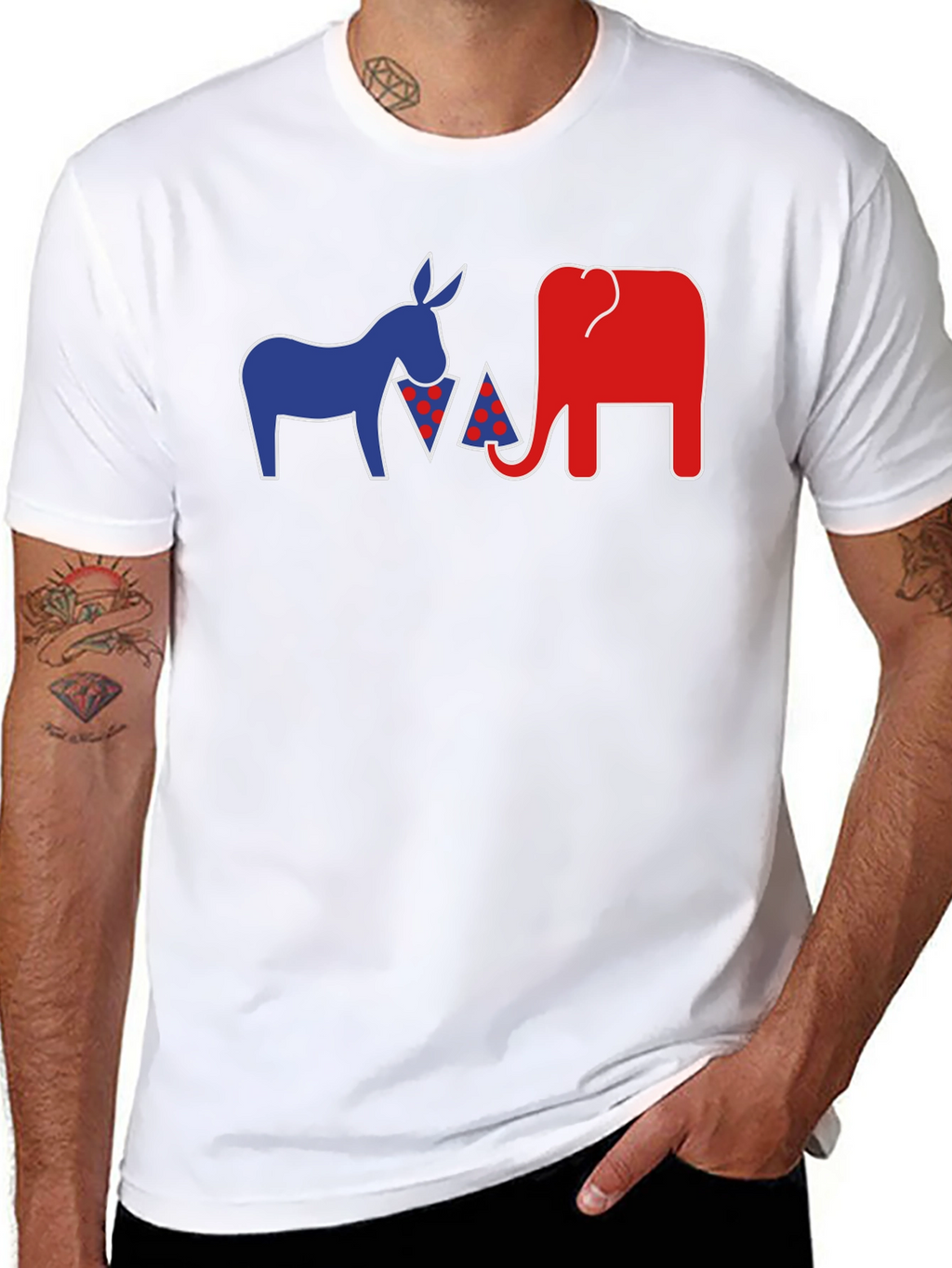 Political Party Animals Pizza Black T-Shirt