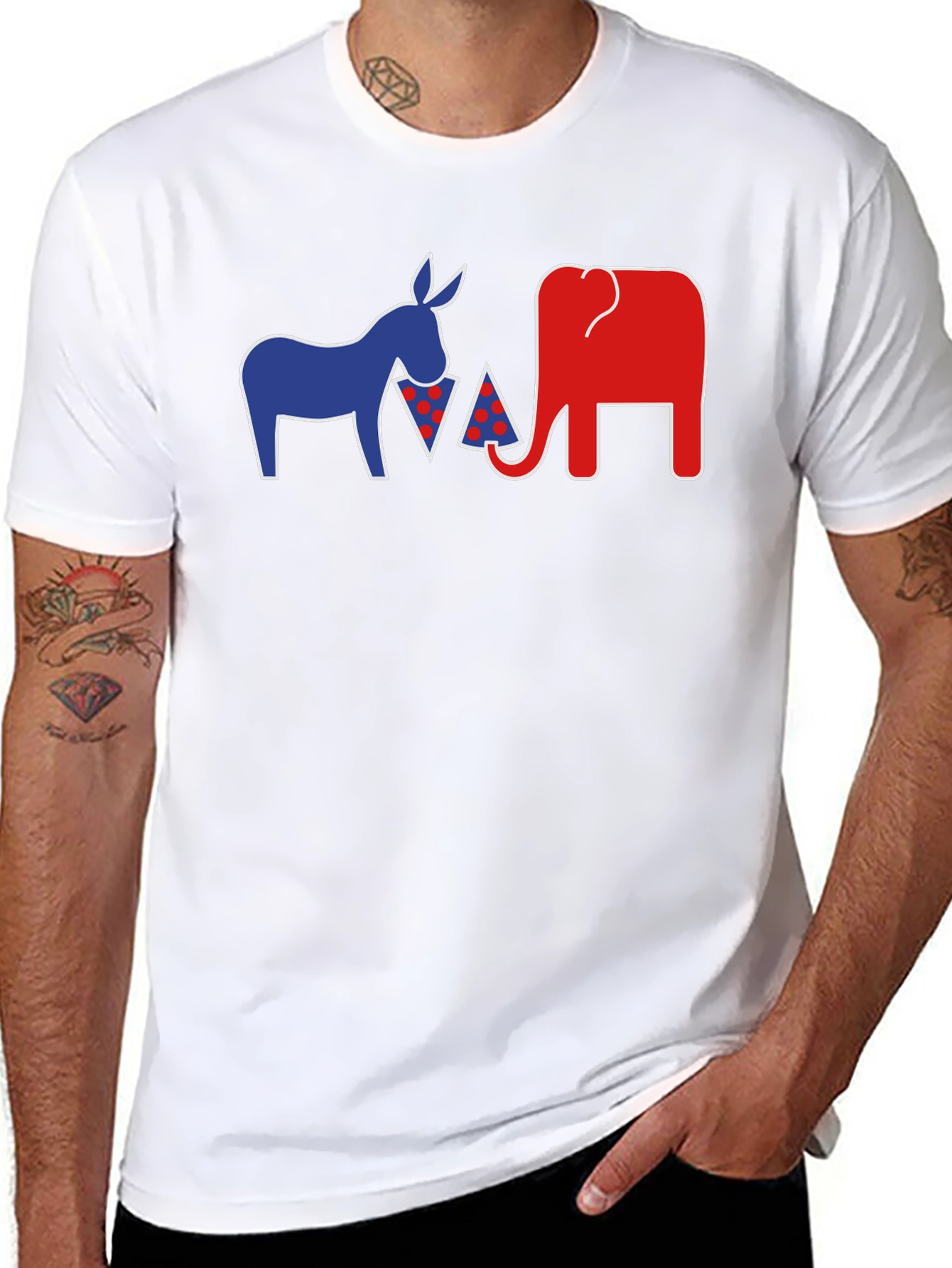 Political Party Animals Pizza Black T-Shirt