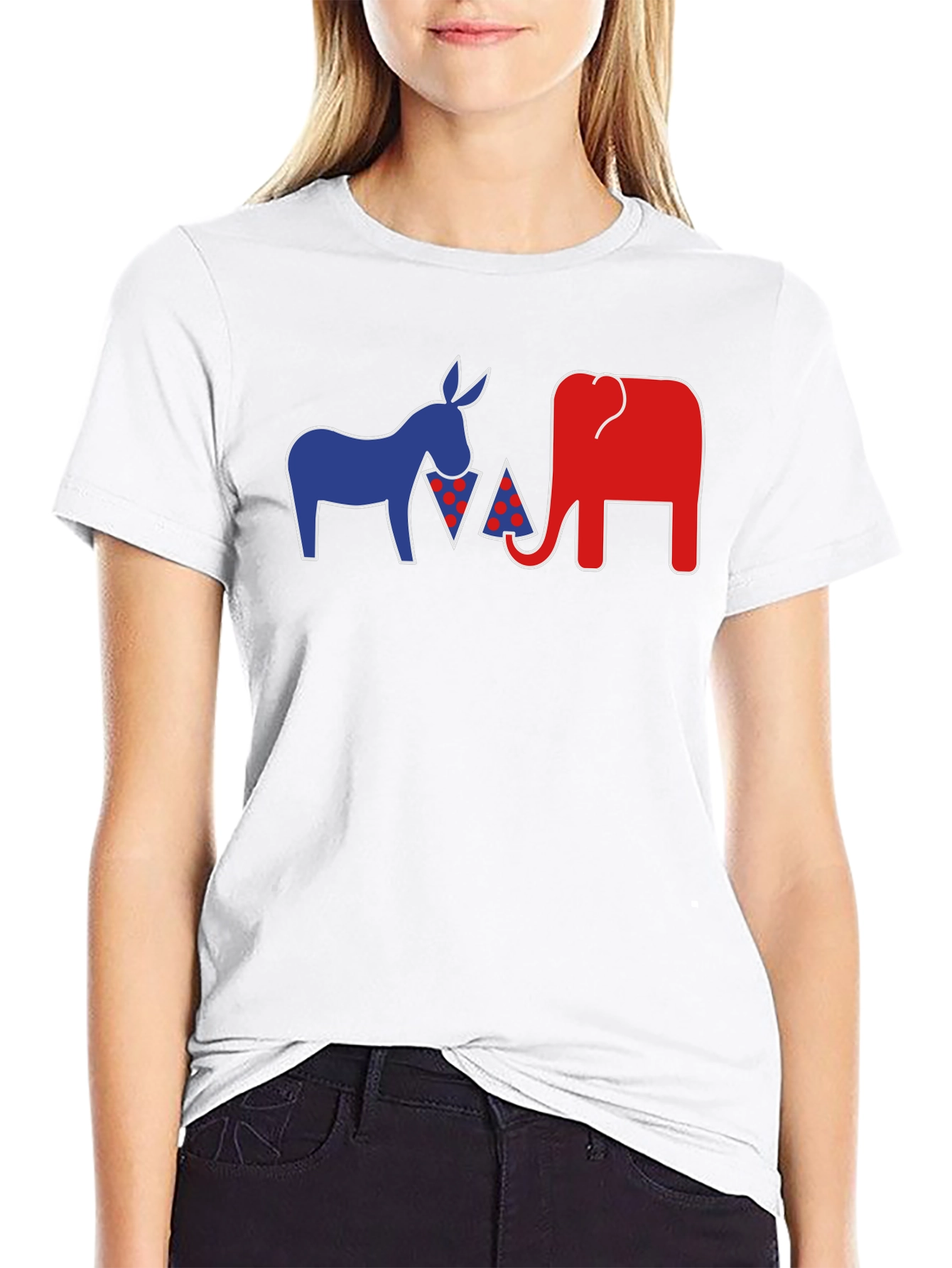 Political Party Animals Pizza Black T-Shirt