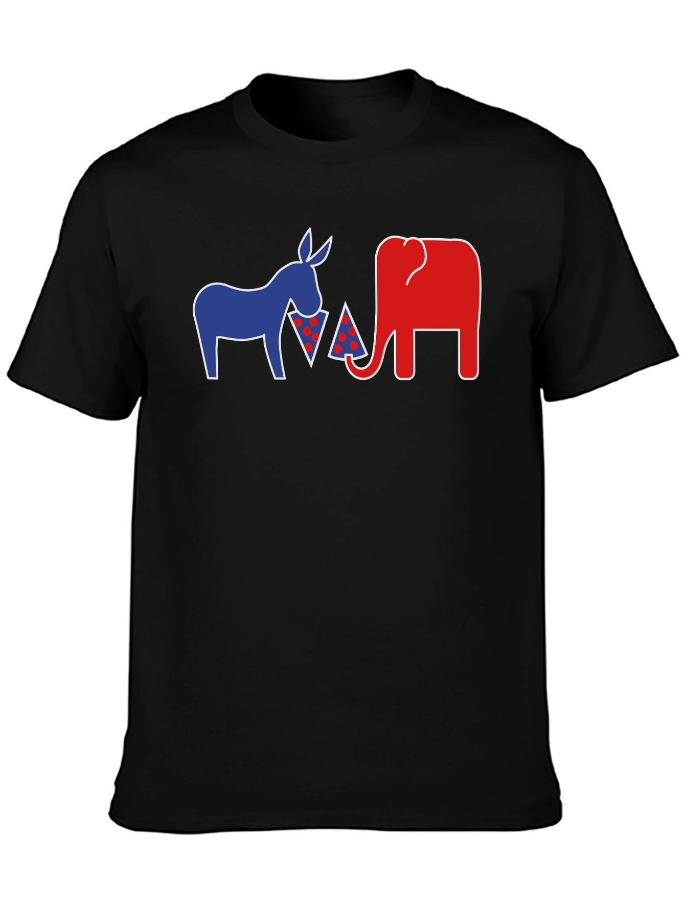 Political Party Animals Pizza Black T-Shirt