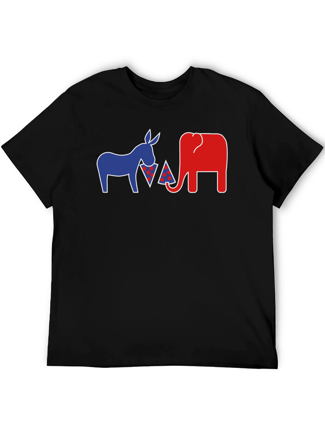 Political Party Animals Pizza Black T-Shirt