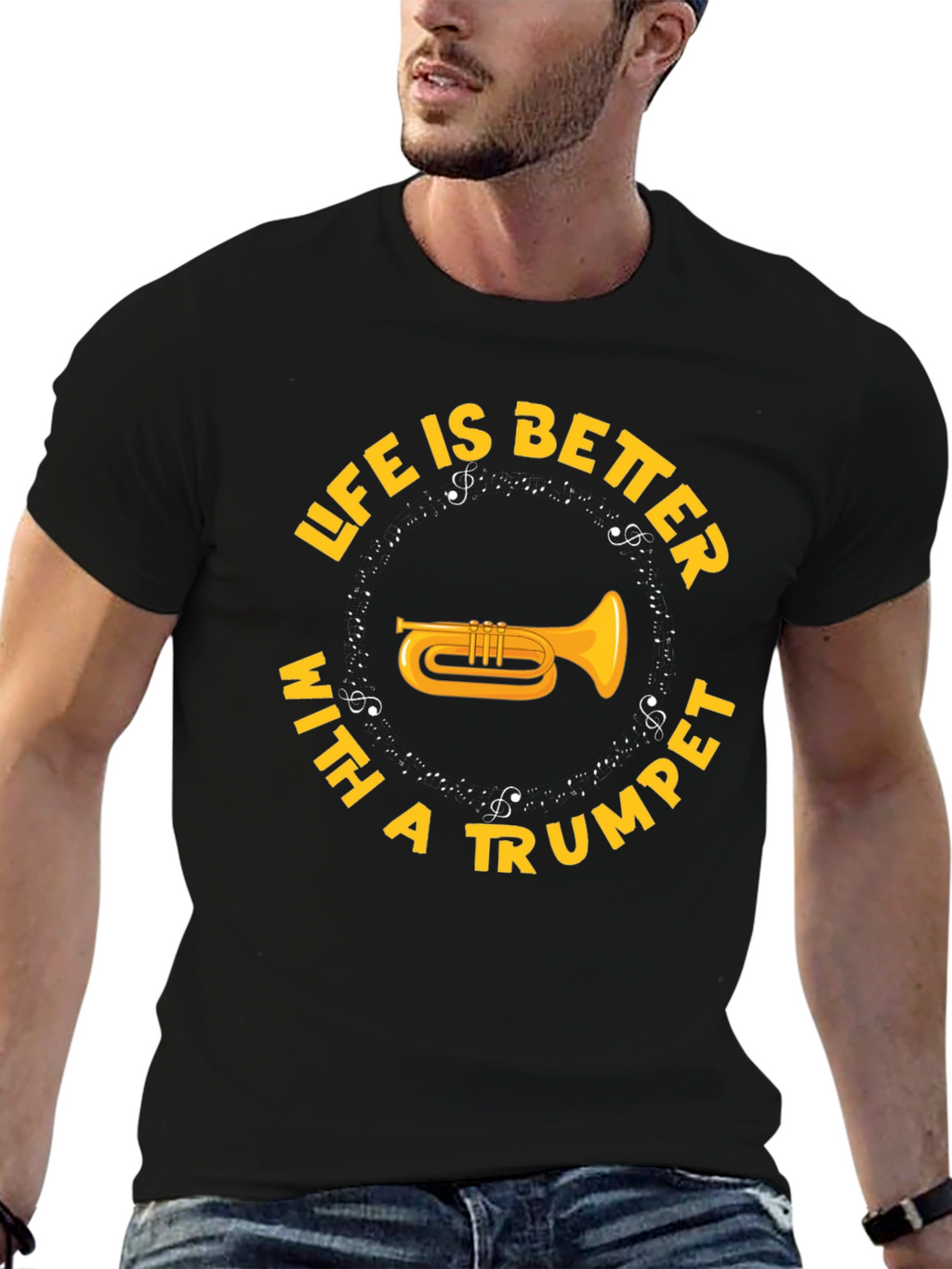 Life is Better with a Trumpet Black T-Shirt