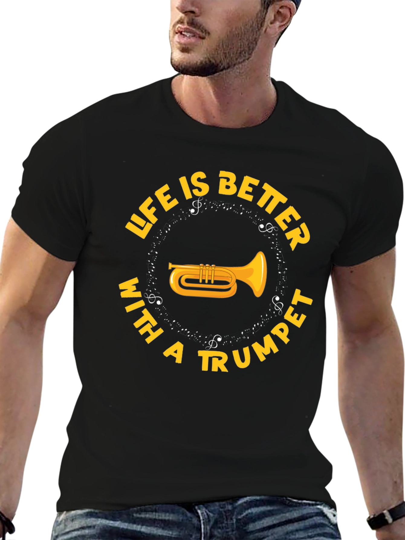 Life is Better with a Trumpet Black T-Shirt